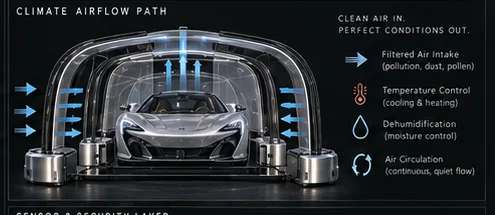 Climate airflow path through the enclosure