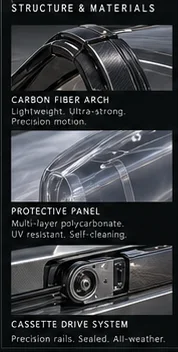 Carbon arch, protective panel and cassette drive detail